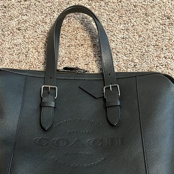 Coach Mens Black Leather Messenger/Laptop Bag - Picture 2 of 16